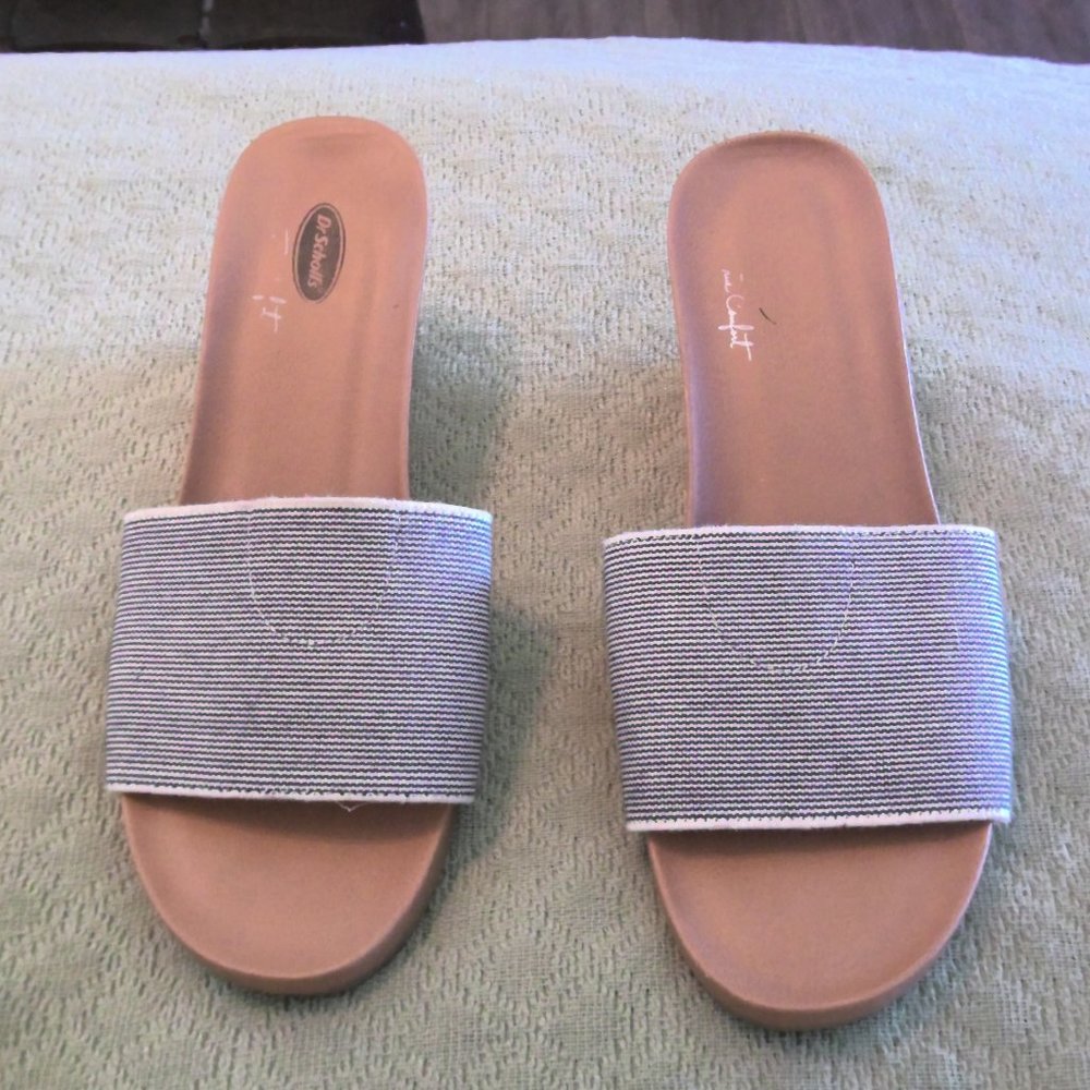 Dr. Scholl's navy/white stripe wedge sandal